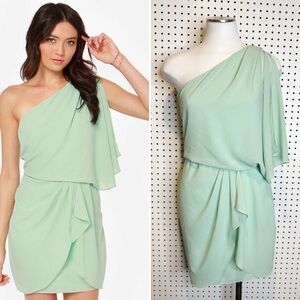 House of Lolo / Fable | Grecian One‎ Shoulder Mint Dress Sz. S